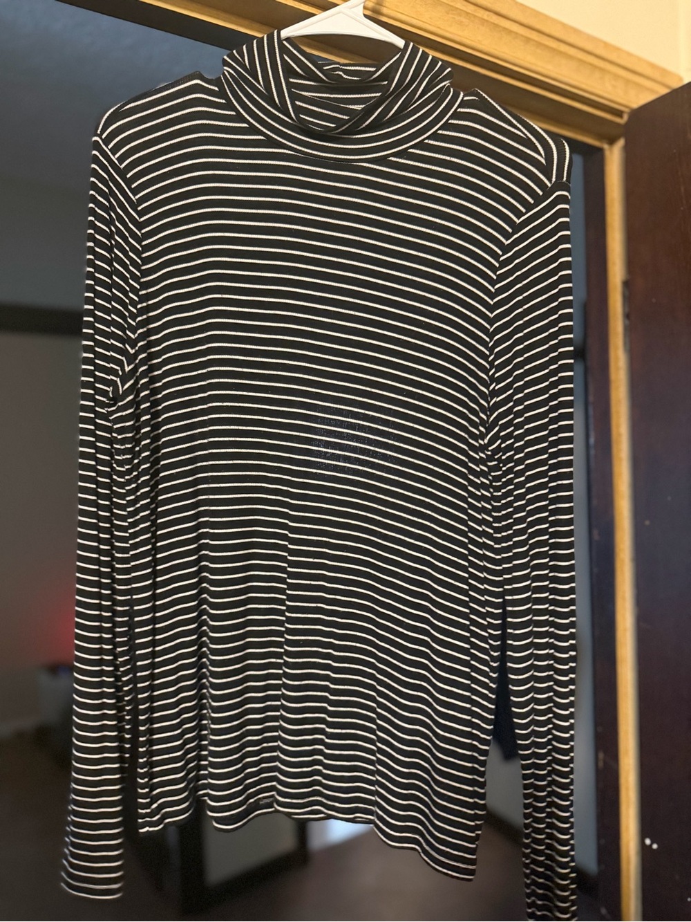 Soft & Sexy Brand - Black & White Striped Turtleneck Top